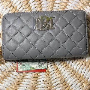 Badgley Mischka Gray Diamond Quilting Long Wallet - NWT
